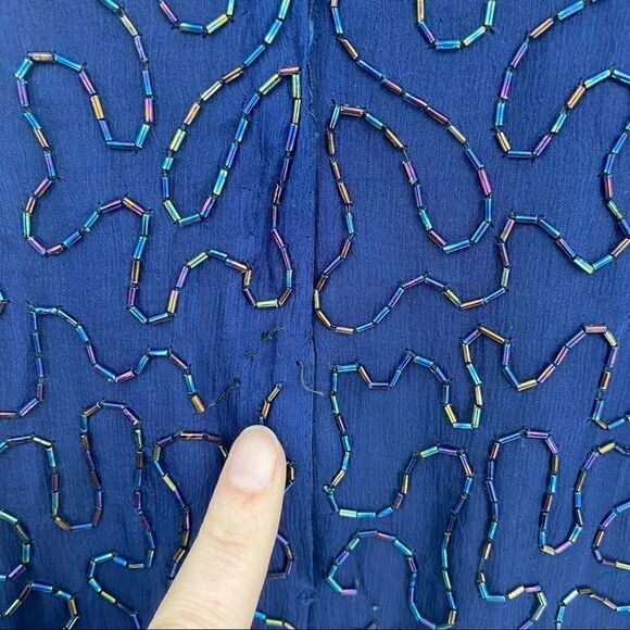 STENAY silk heavily beaded dress sequins cocktail cruise wedding  size 2 vintage - Picture 12 of 12